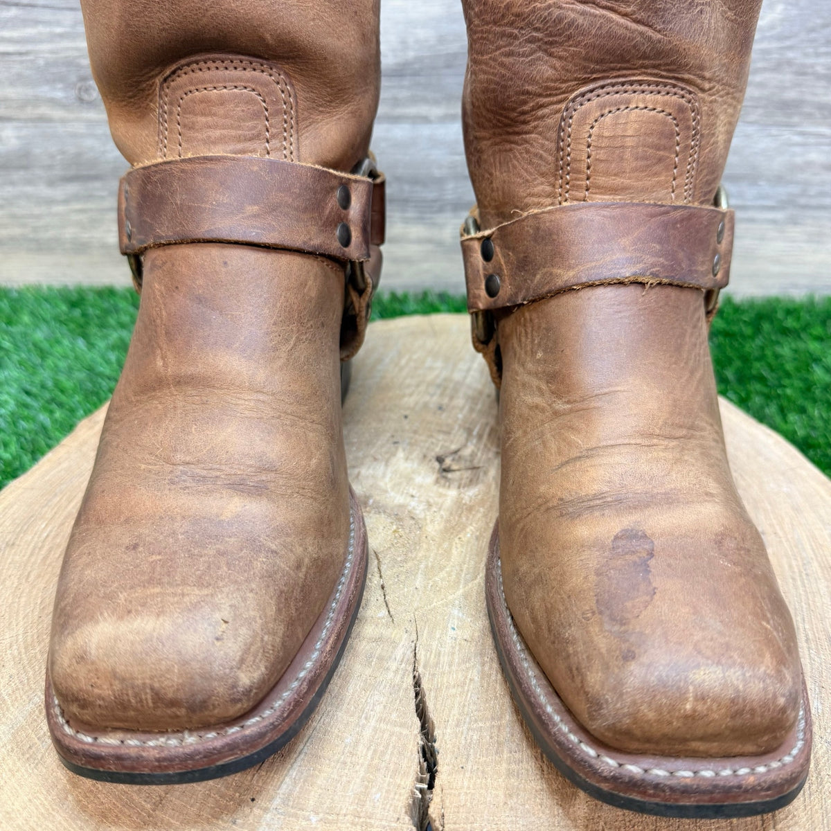 Frye Women - Size 8.5M - Brown Leather Harness Moto Boots 77300