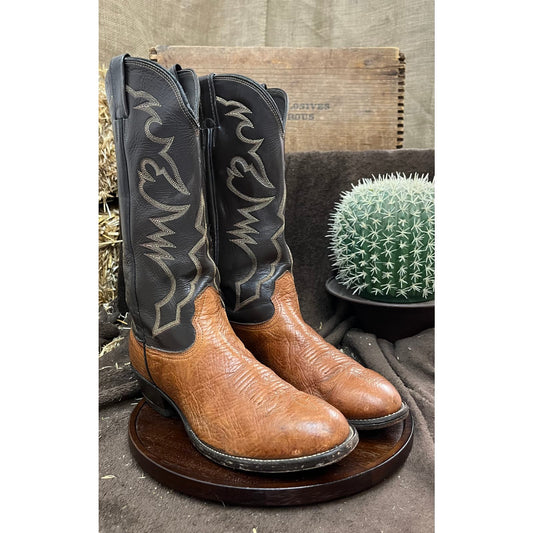 Larry Mahan Men - Size 9.5XE - Vintage Two Tone Brown Cowboy Boots Style 11902