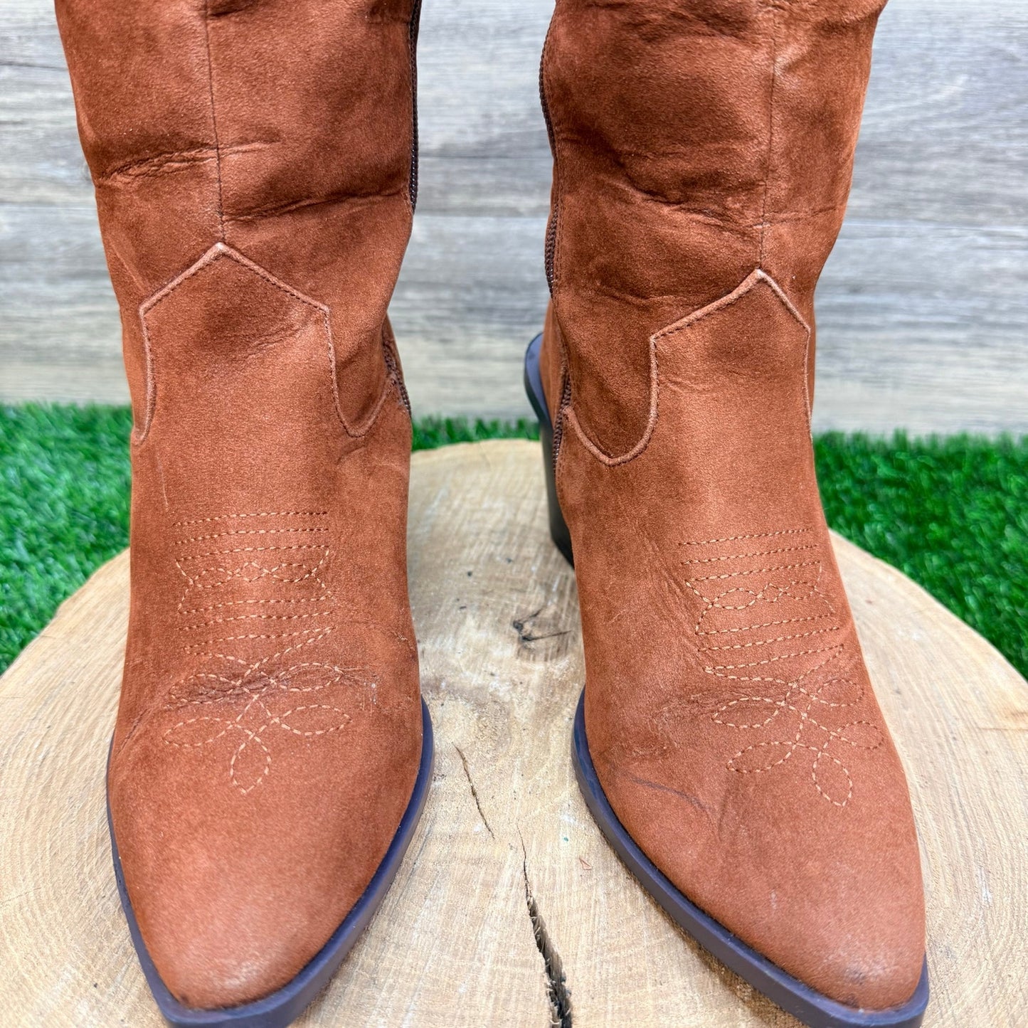 Just Fab Women - Size 7.5 - Tan Faux Suede Tall Boots Raine