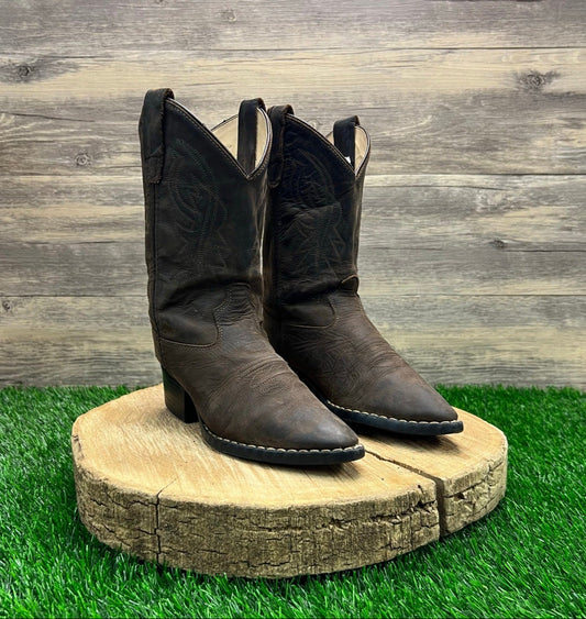 Old West Youth - Size 2D - Brown Cowboy Boots B8151