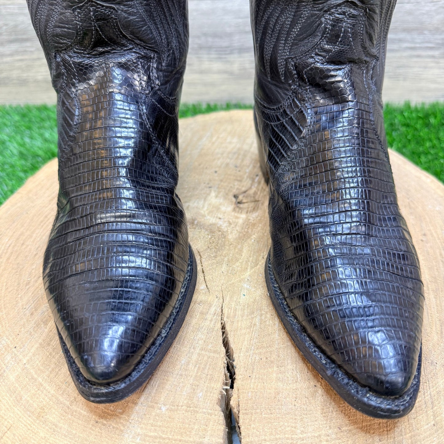 Justin Women - Size 5.5B - Vintage Black Lizard Western Cowboy Boots L4705