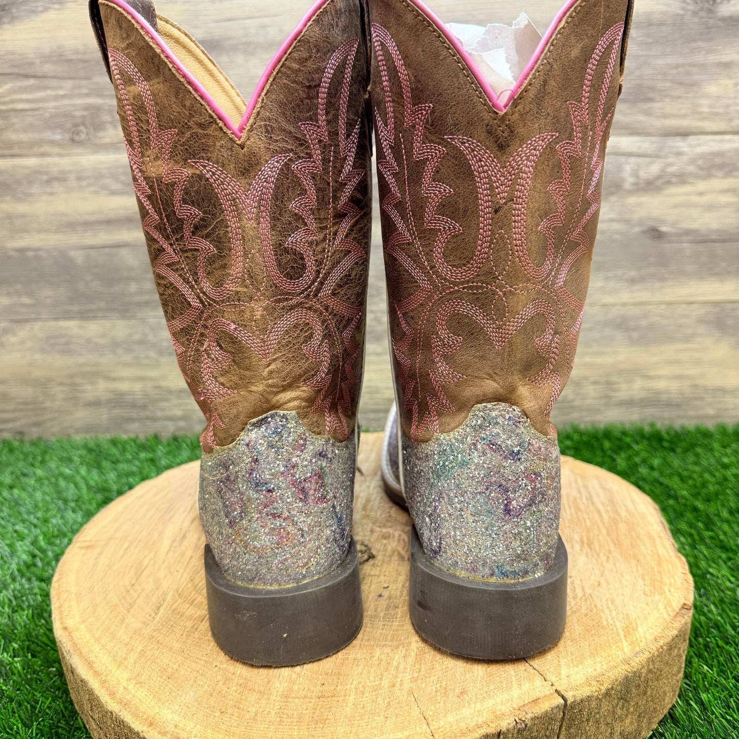 Smoky Mountain Youth - Size 5R - Tan Glitter Square Toe Cowboy Boots 3250Y