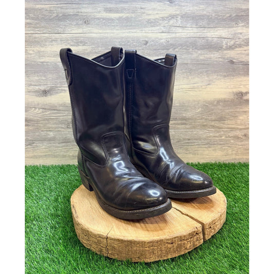 Iron Age Men - Size 10D - Vintage Black Engineer Steel Toe Boots 15602