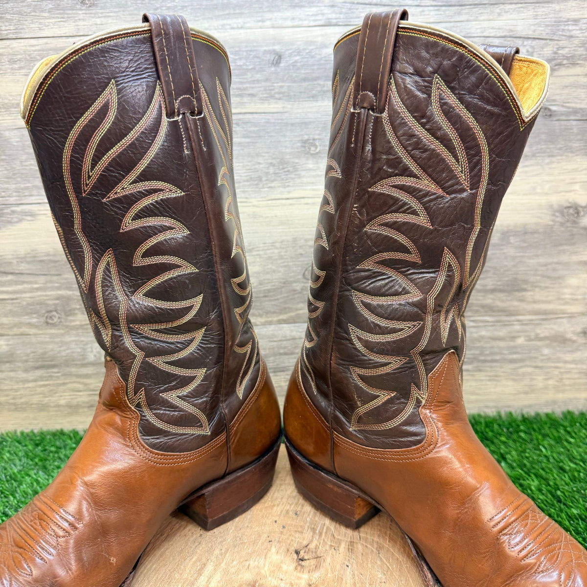 Nocona Men - Size 10.5D - Vintage Brown Two Tone Western Cowboy Boots 4782