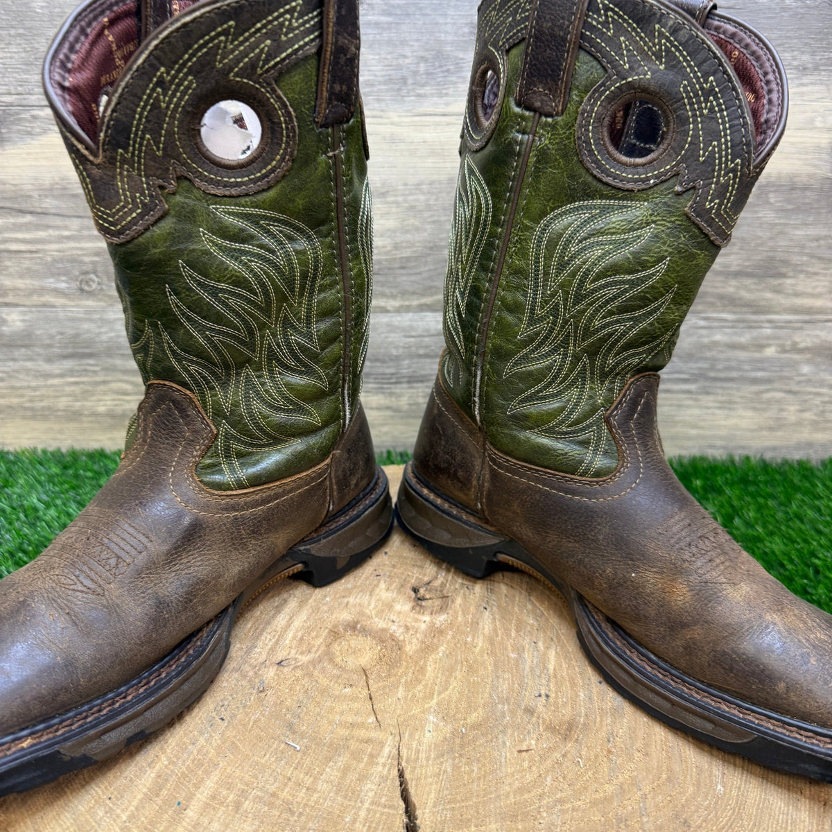 Durango Youth - Size 5M - Brown/Green Square Toe Cowboy Boots Style DBT0215Y