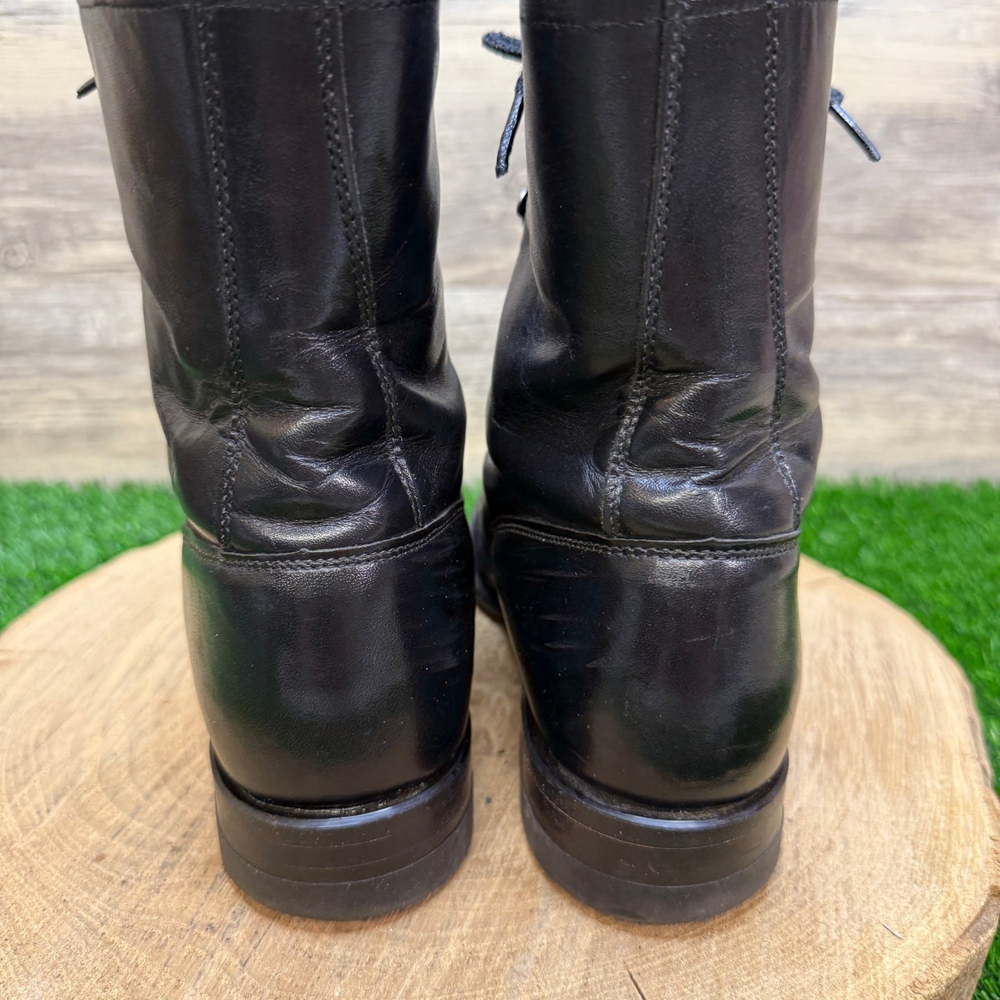 Justin Women - Size 7.5B - Vintage Black Lace Up Cowboy Boots Style L0506