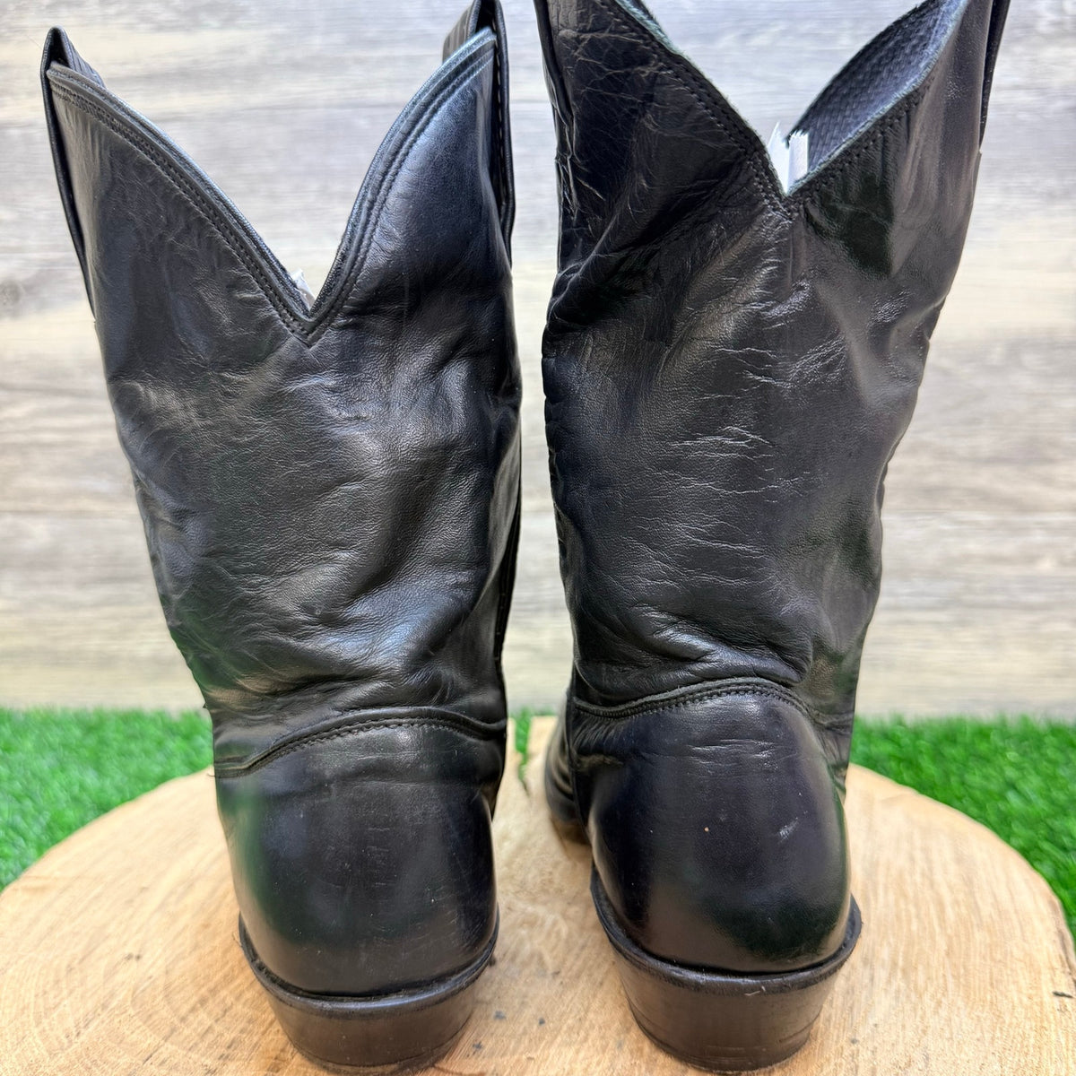 Unknown Youth - Size 3 - Vintage Black Leather Cowboy Boots