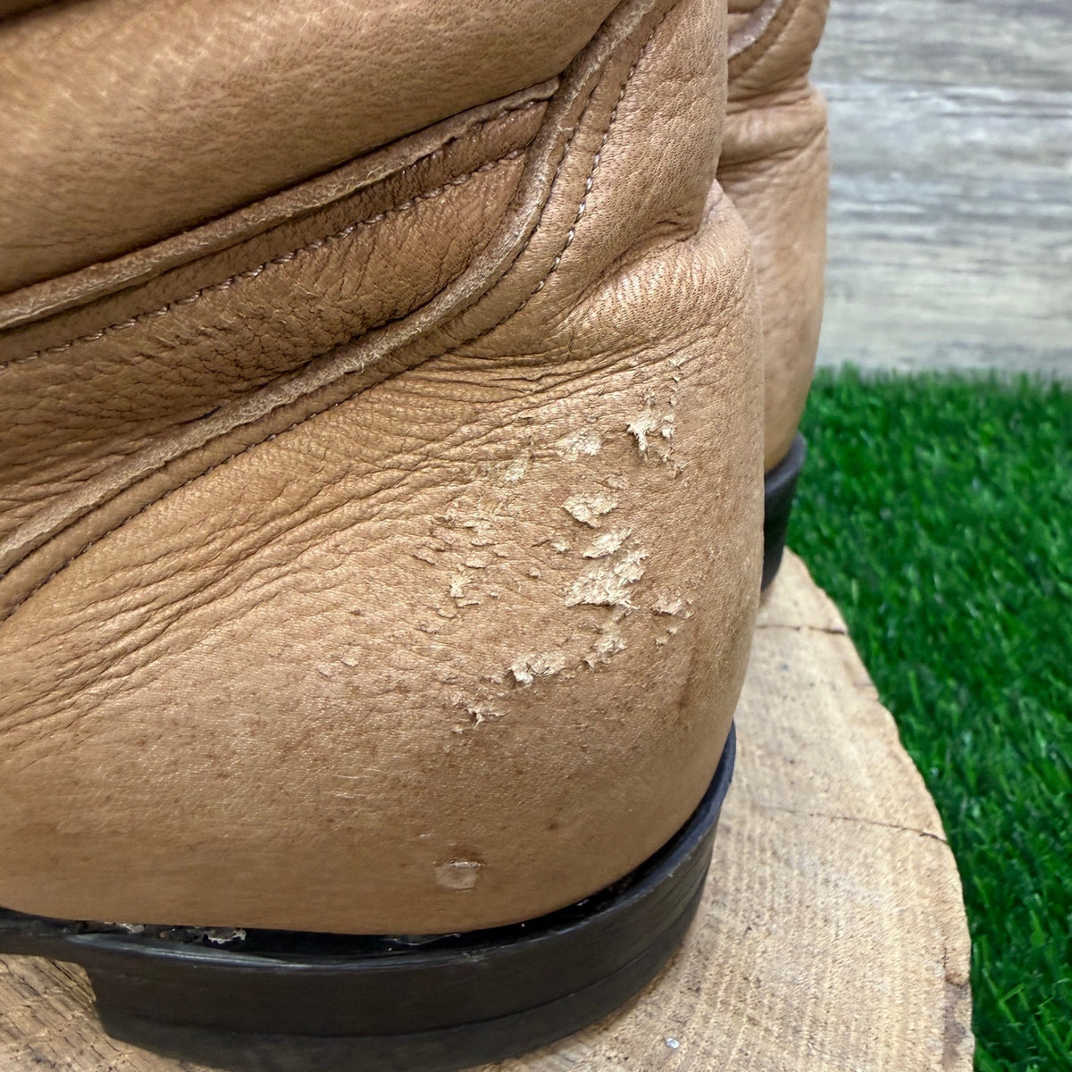 Justin Men - Size 10.5D - Beige Soft Leather Lace Up Cowboy Boots Style 448