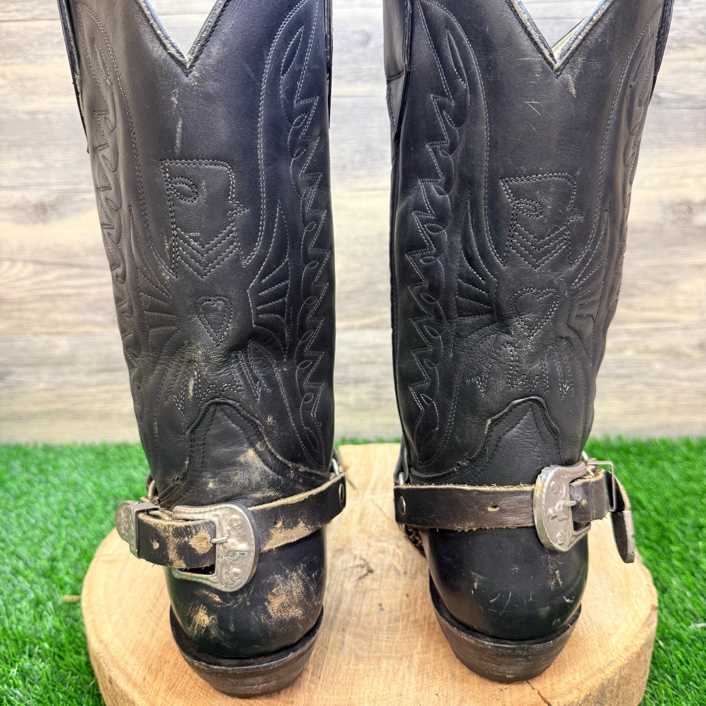 La Riga Men - Size 8 - Black Eagle Harness Cowboy Boots 105