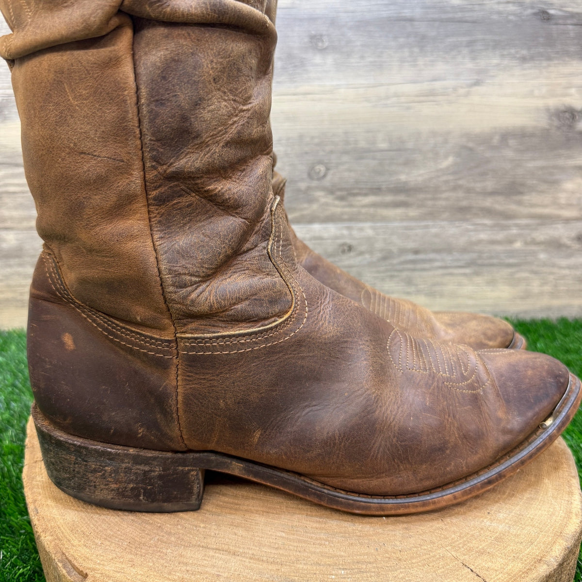 Durango Men - Size 10.5EE - Brown Slouch Toe Plate Western Cowboy Boots 1297