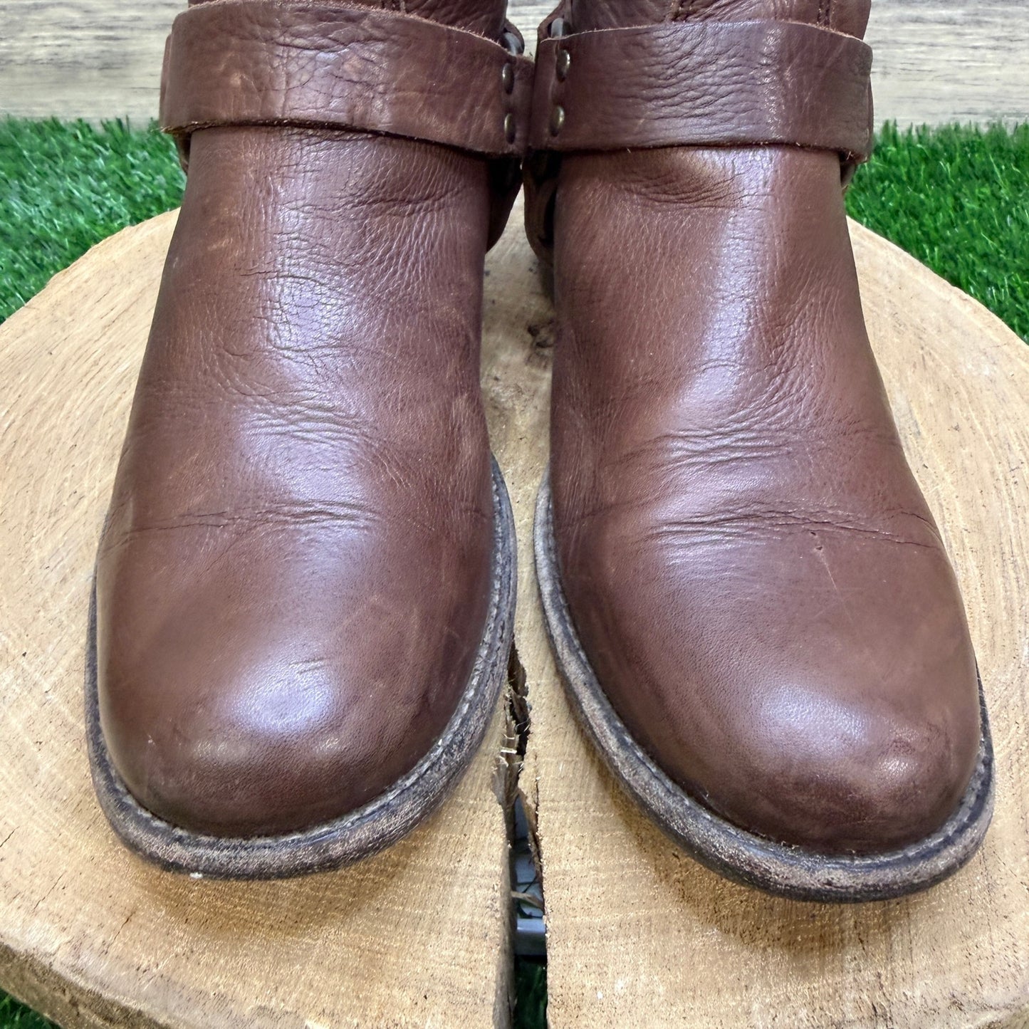 Frye Women - Size 7.5B - Chocolate Phillip Harness Ankle Boots 76870