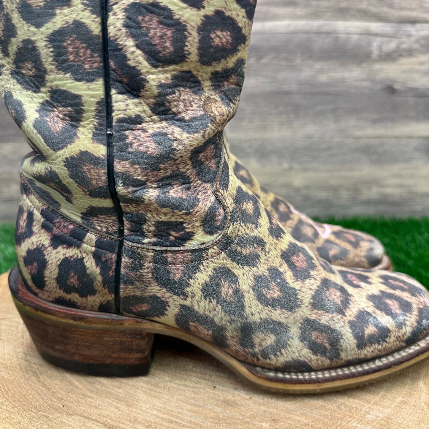 Tin Haul Co. Women - Size 6.5 - Cheetah Print Square Toe Cowboy Boots Style Gals