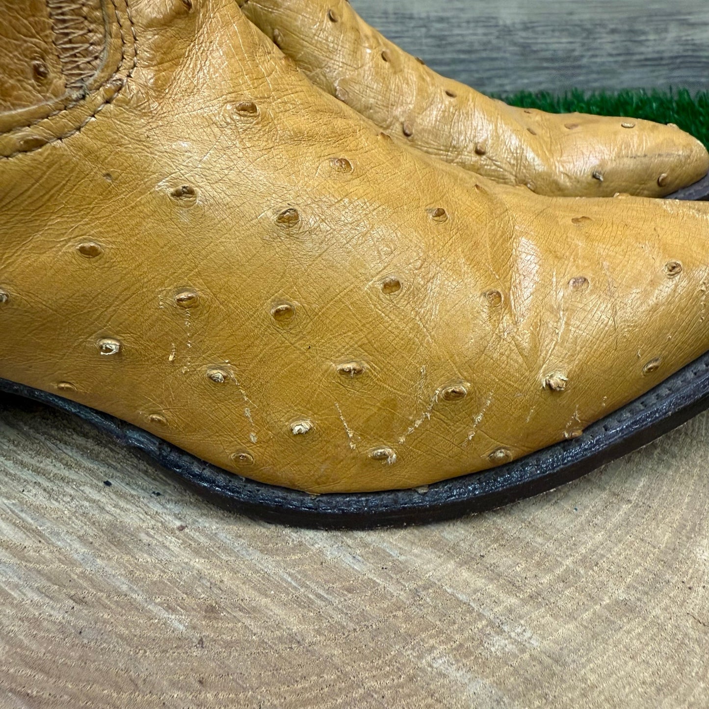 Nocona Women - Size 6.5B - Camel Color Patchwork Ostrich Cowboy Boots 47941