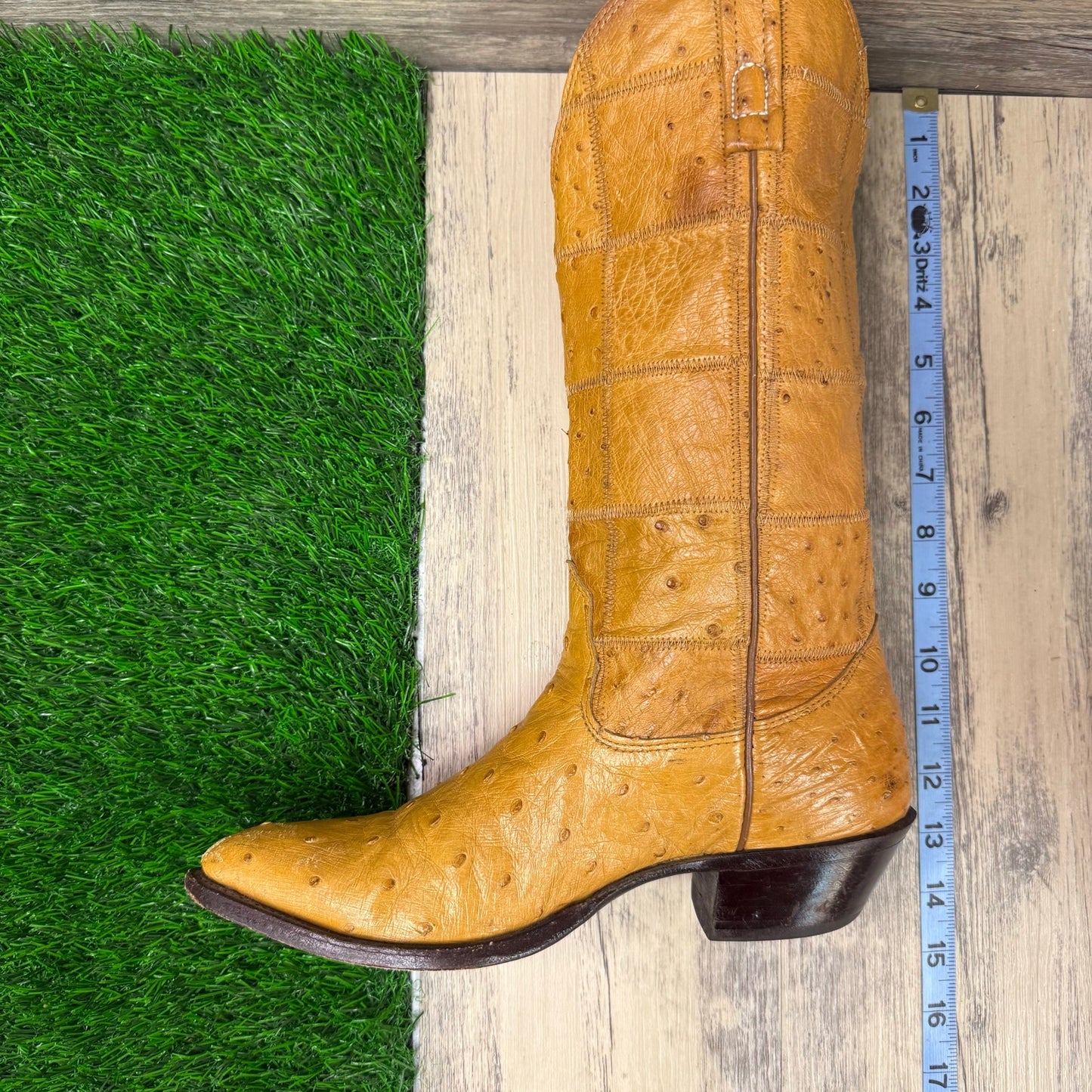 Nocona Women - Size 6.5B - Camel Color Patchwork Ostrich Cowboy Boots 47941