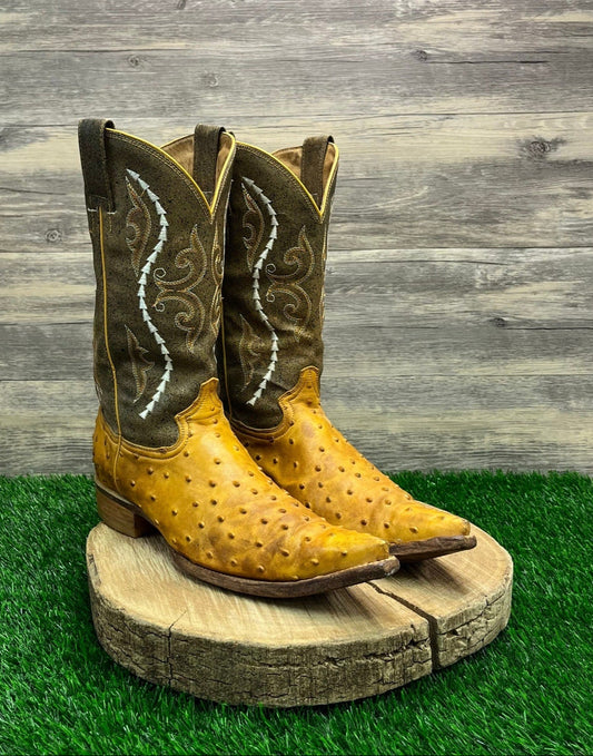 Gran Lider Men - Size 10 - Tan Faux Ostrich Cowboy Boots