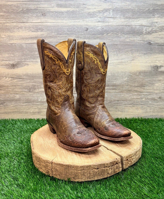 Tony Lama Women - Size 6.5B - Distressed Brown Santa Fe Tip Cowboy Boots VF6004