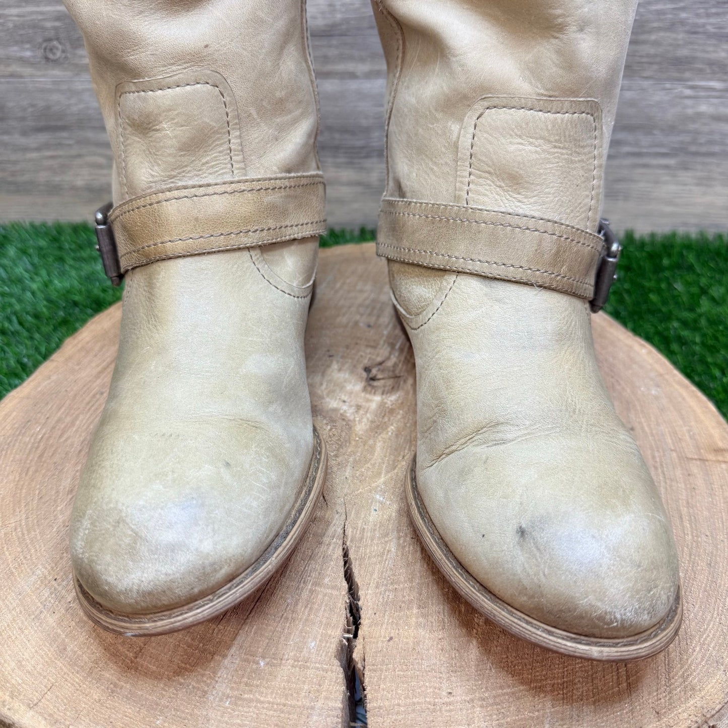 Gianni Bini Women - Size 9M - Sand Harness Buckle Zipper Moto Boots