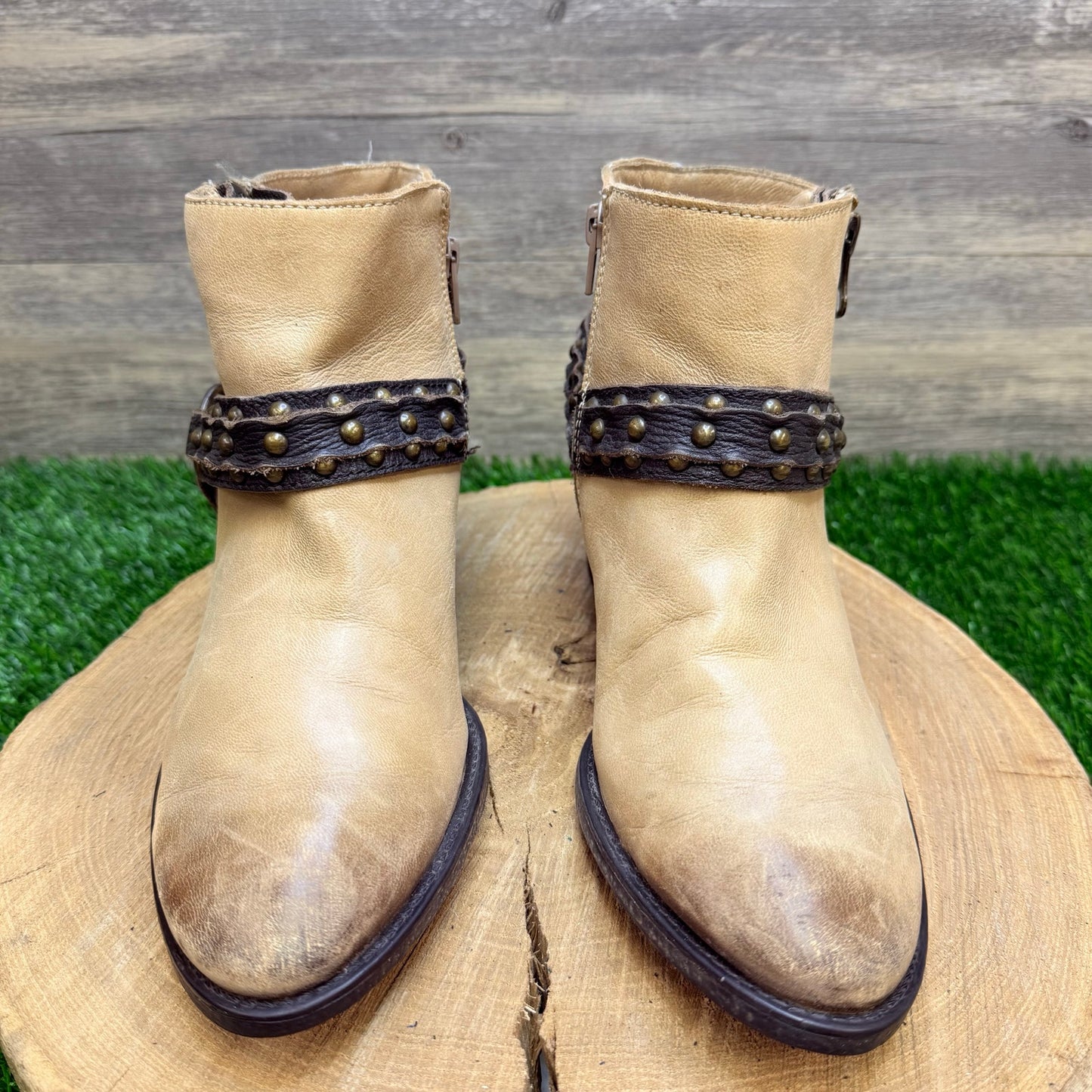 OTBT Women - Size 9.5 - Tan Studded Ankle Boots Emery