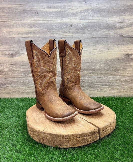 McAllen Youth - Size 5 - Tan Square Toe Western Cowboy Boots 208862