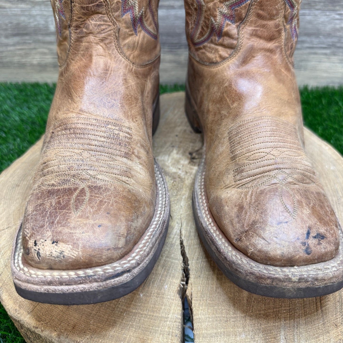 Nocona Men - Size 9D - Tan Square Toe Western Cowboy Boots Style MD5220