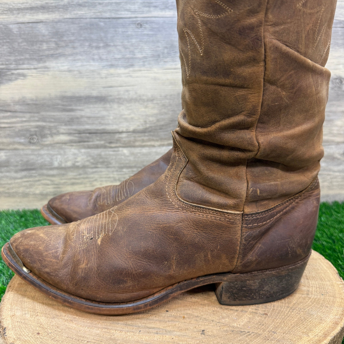 Durango Men - Size 10.5EE - Brown Slouch Toe Plate Western Cowboy Boots 1297