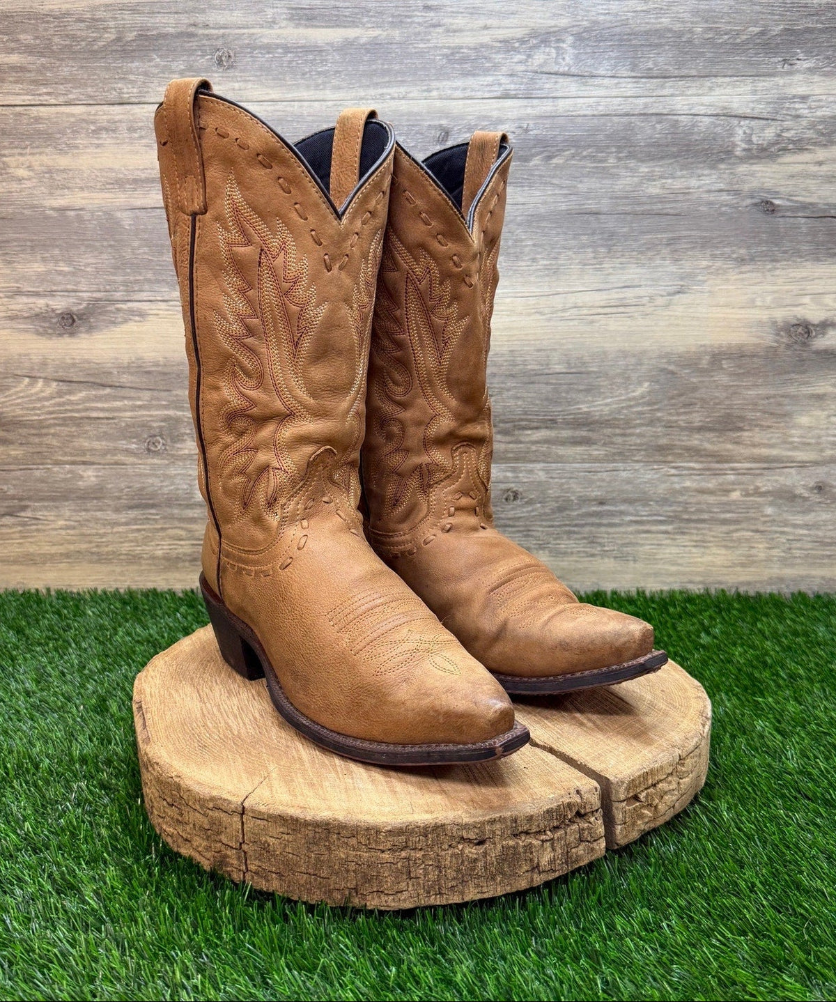Laredo Men - Size 7D - Tan Jacksonville Snip Toe Cowboy Boots Style 68412