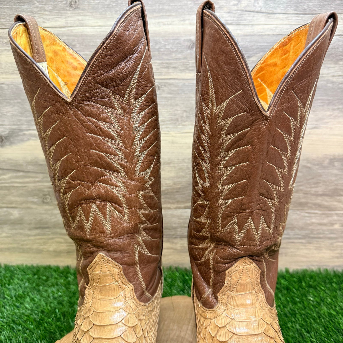 Nocona Men - Size 12B - Tan / Brown Python Snake Western Cowboy Boots 2717C