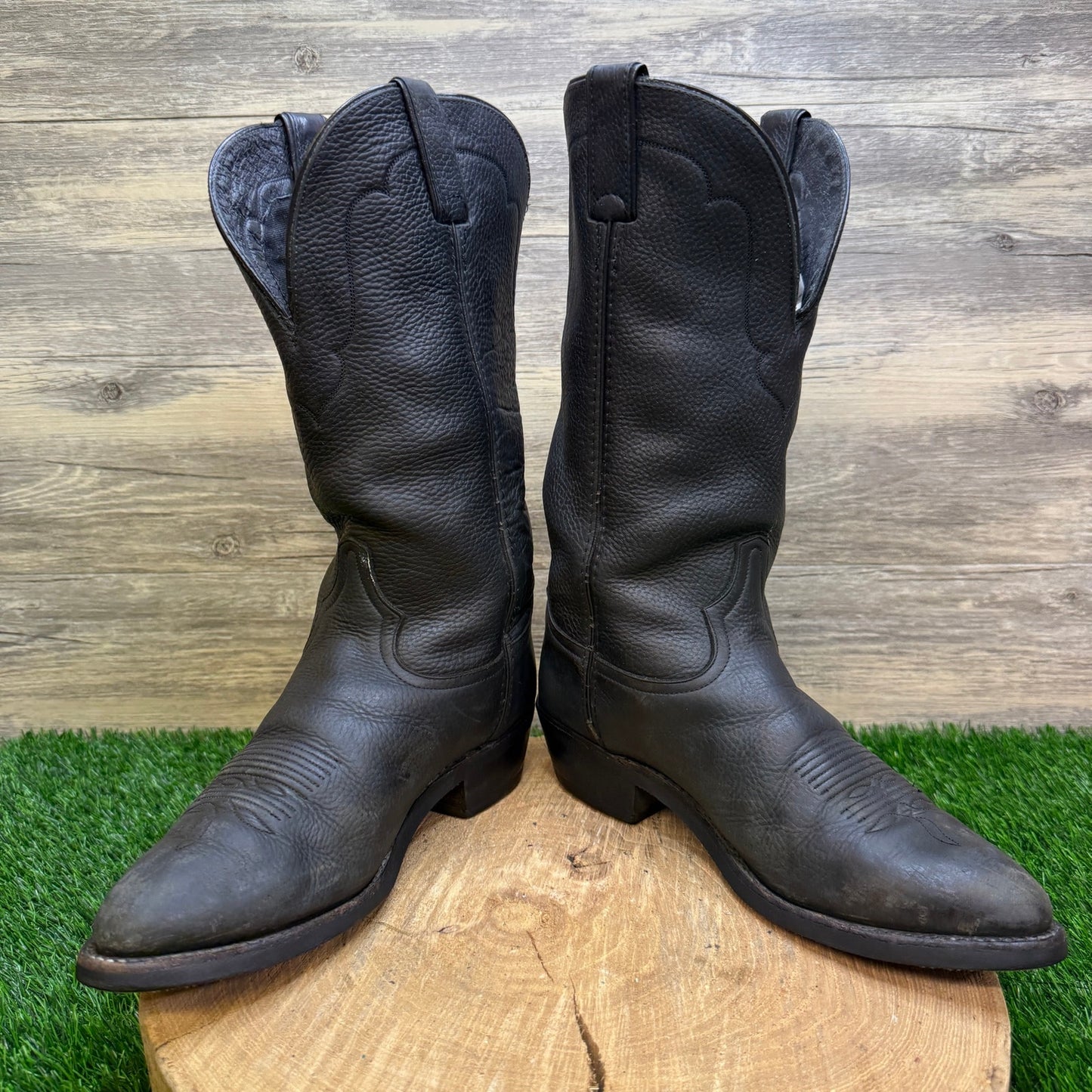 Tony Lama Men - Size 8.5D - Vintage Black Vaquero Western Cowboy Boots VM7013
