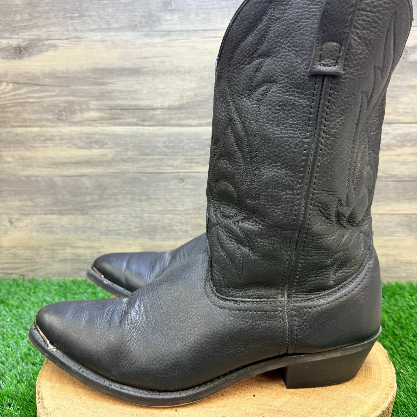 Masterson Men - Size 13D - Black Cowboy Boots with Metal Tips RB885