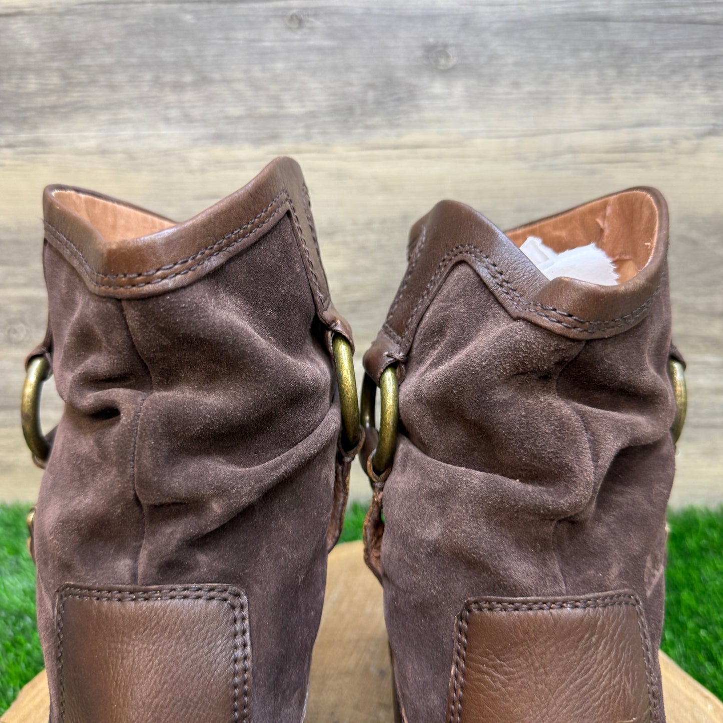 Lucky Brand Women - Size 9M - Dark Brown Suede Harness Ankle Boots