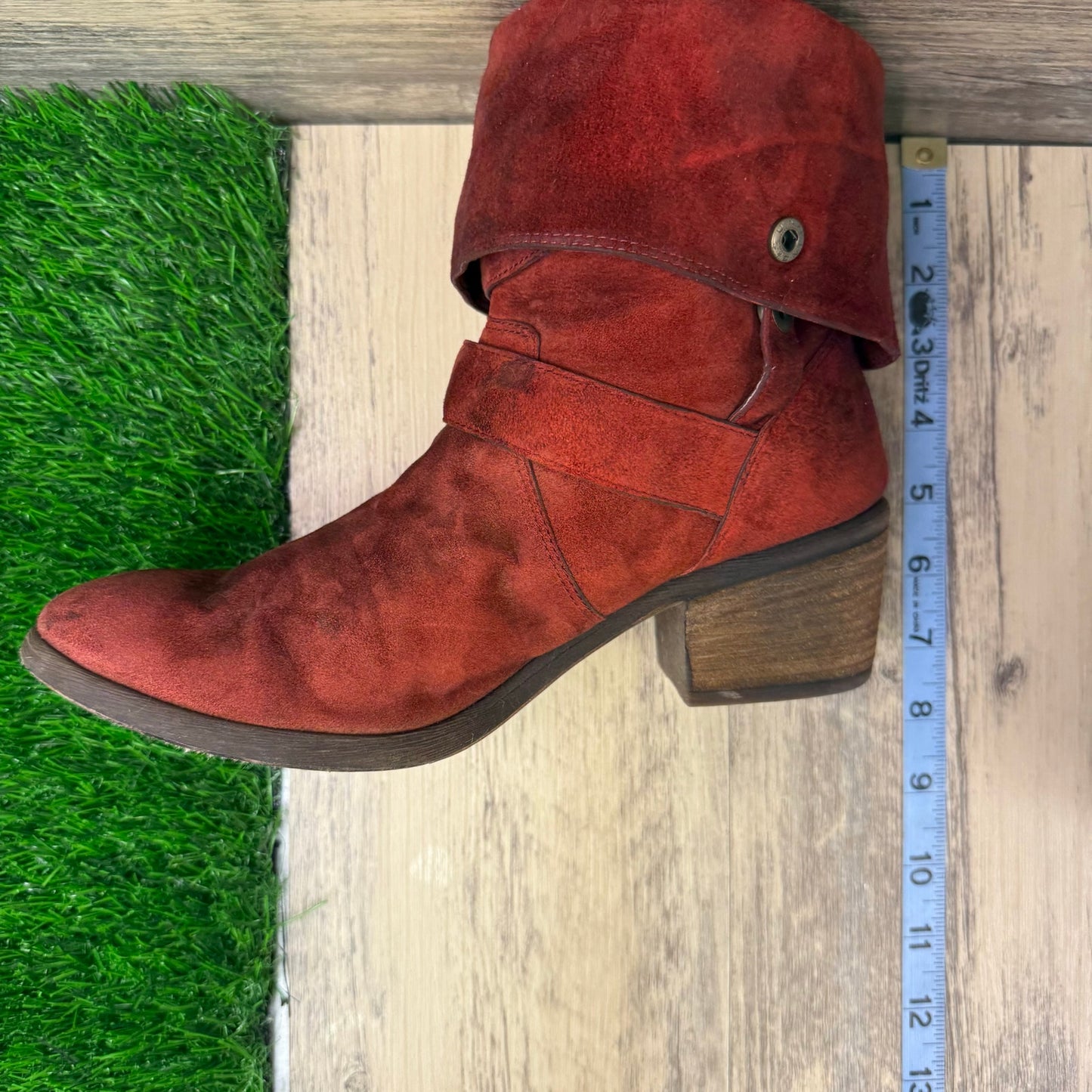 Donald J. Pliner Women - Size 7M - Red Suede Harness Boots Style Danee