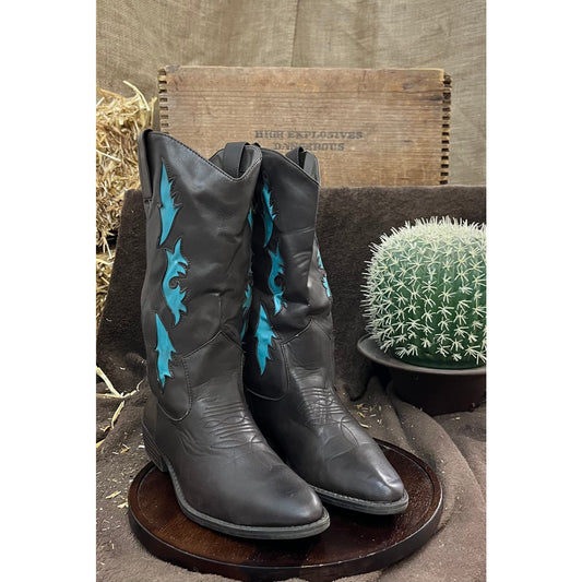 Mossimo Supply Women - Size 10 - Charcoal/Blue Faux Leather Cowboy Boots