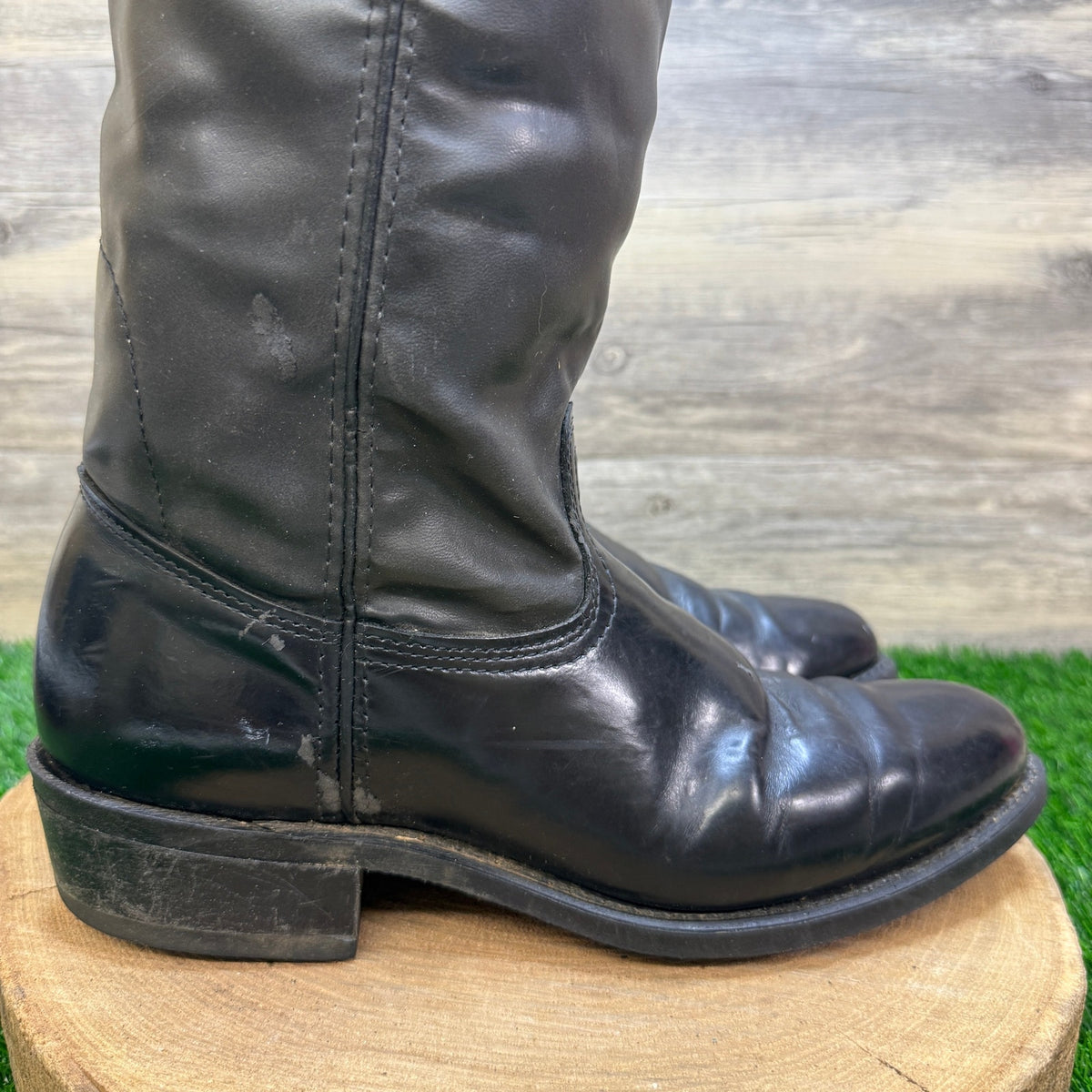 Durango Men - Size 9.5D - Vintage Black Smooth Made in USA Cowboy Boots 9690