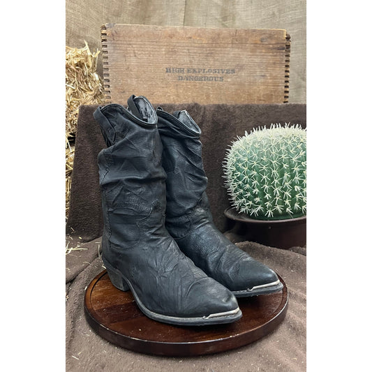 Acme Women - Size 7.5M - Vintage Black Slouch Cowboy Boots Style 17310
