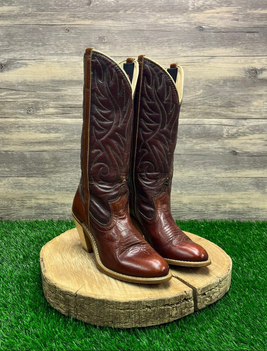 Dingo Women - Size 6M - Copper Stitched High Heel Cowboy Boots Style 7309