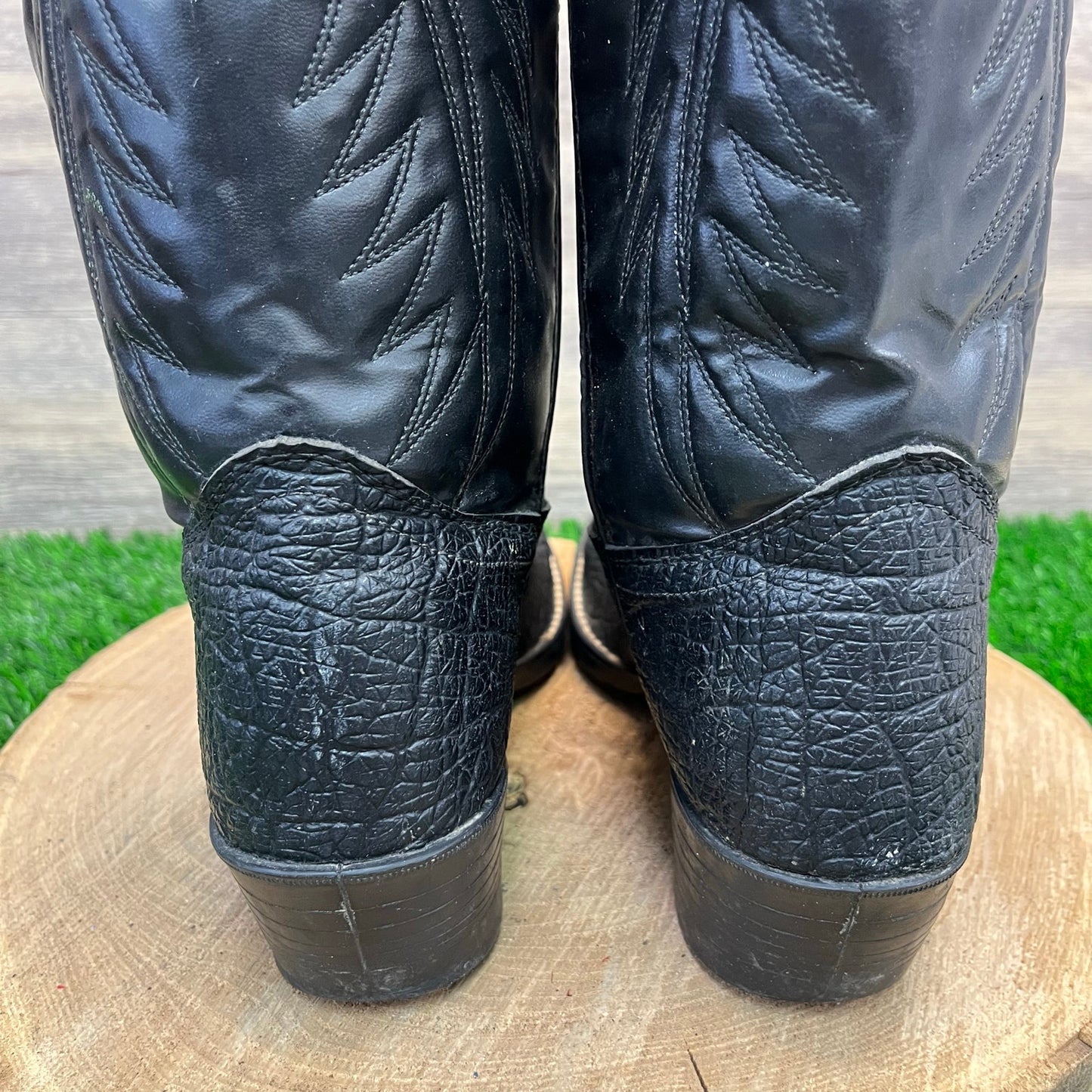 Bronco Men - Size 8.5EE - Vintage Black Faux Skin/Leather Cowboy Boots 6986