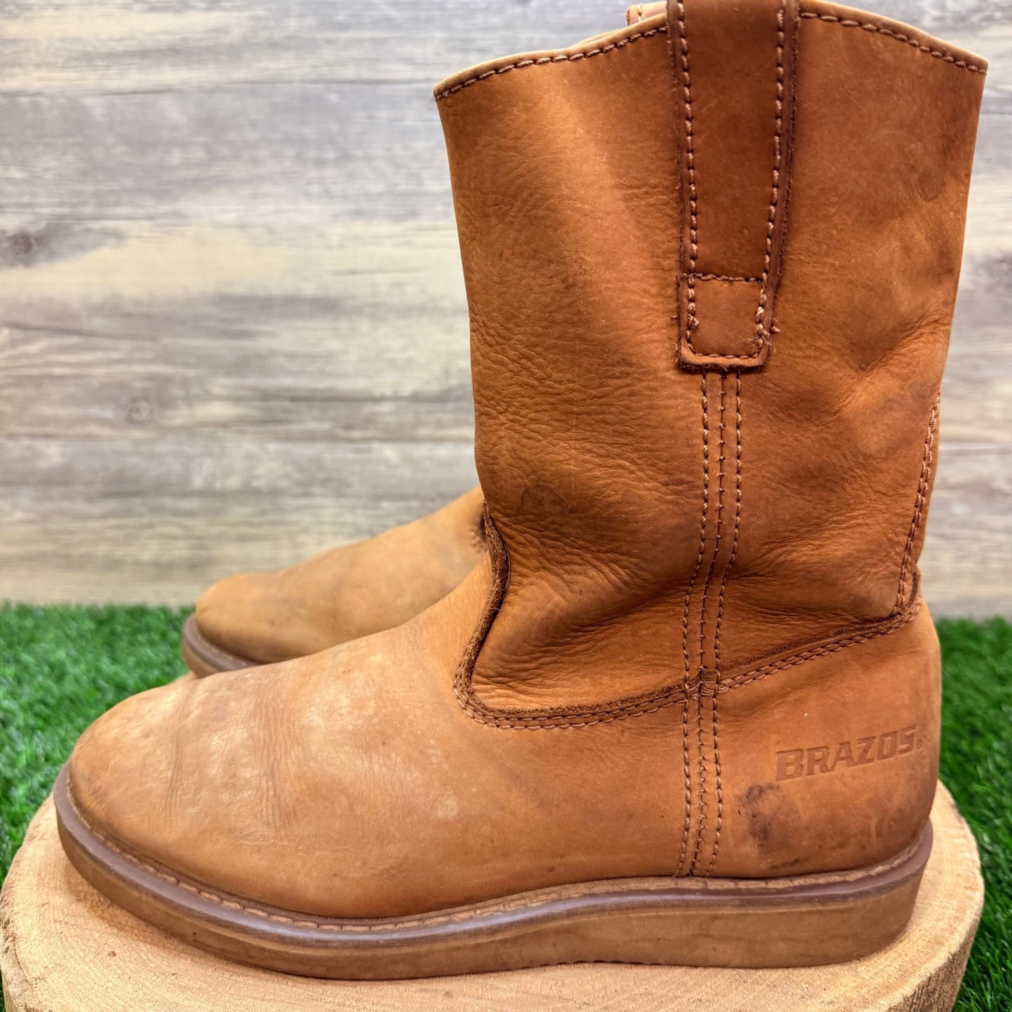 Brazos Men - Size 8.5M - Tan Suede Western Cowboy Boots MW1002