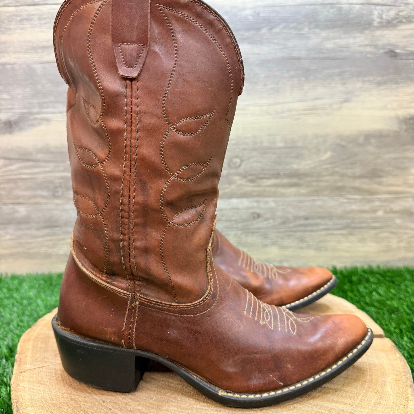 Acme Youth - Size 4.5D - Vintage Brown Western Cowboy Boots 5733