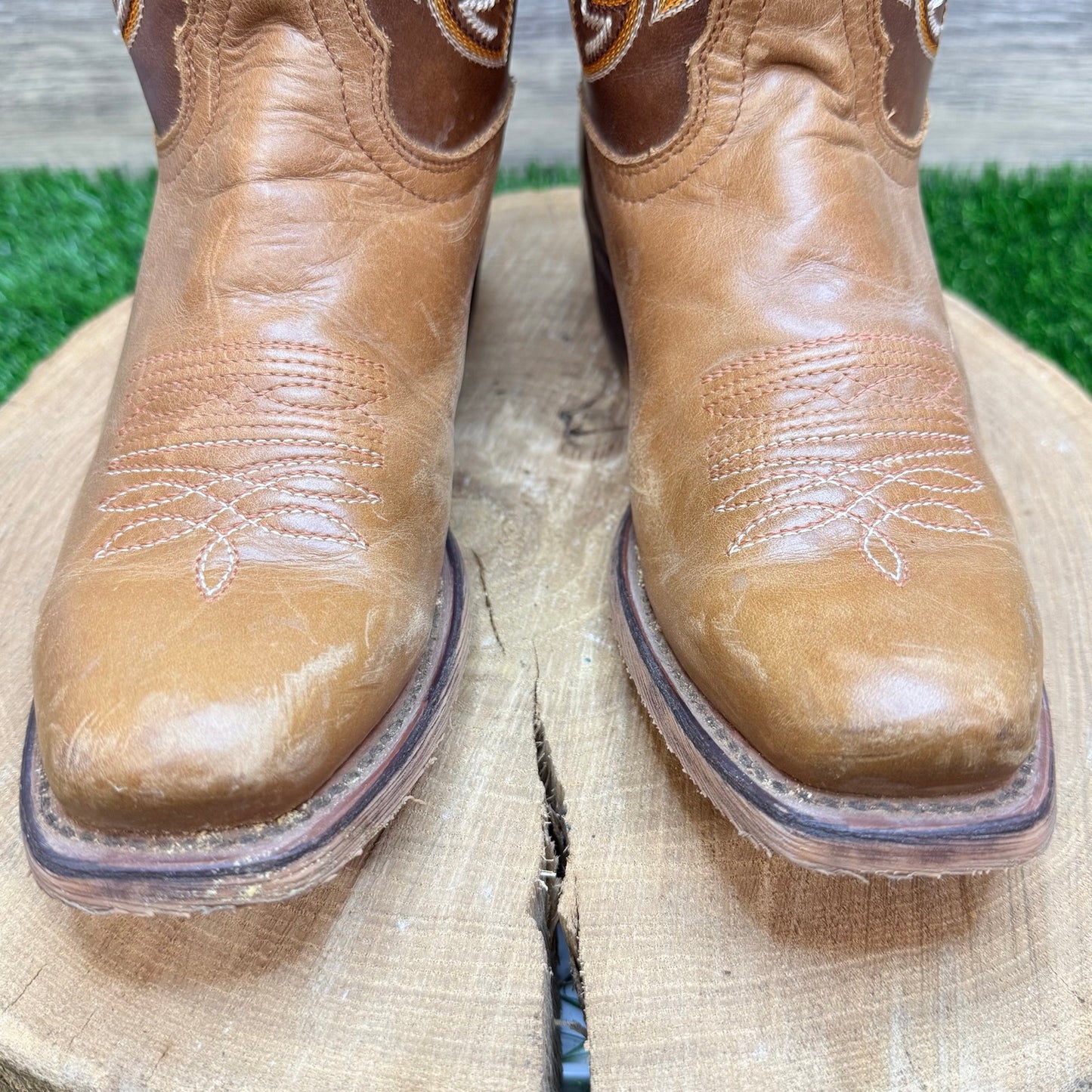Nocona Women - Size 7.5B - Antiqued Brown Square Cowboy Boots NL7041