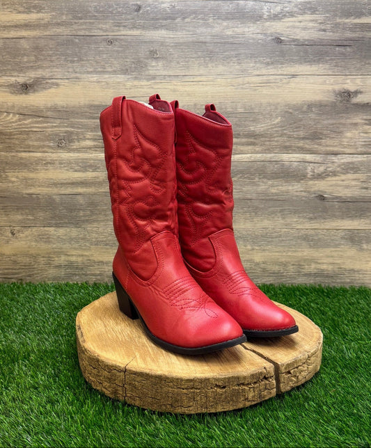 Charles Albert Women - Size 8 - Red Faux Leather Cowboy Boots
