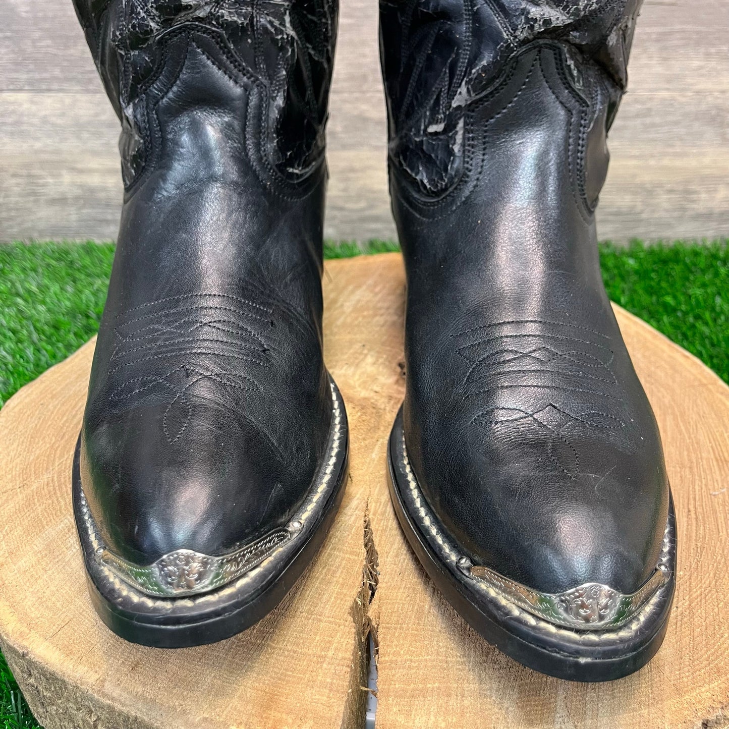 Unknown Men - Size 10.5D - Black Sliver Toe Plate Cowboy Boots Style AC430