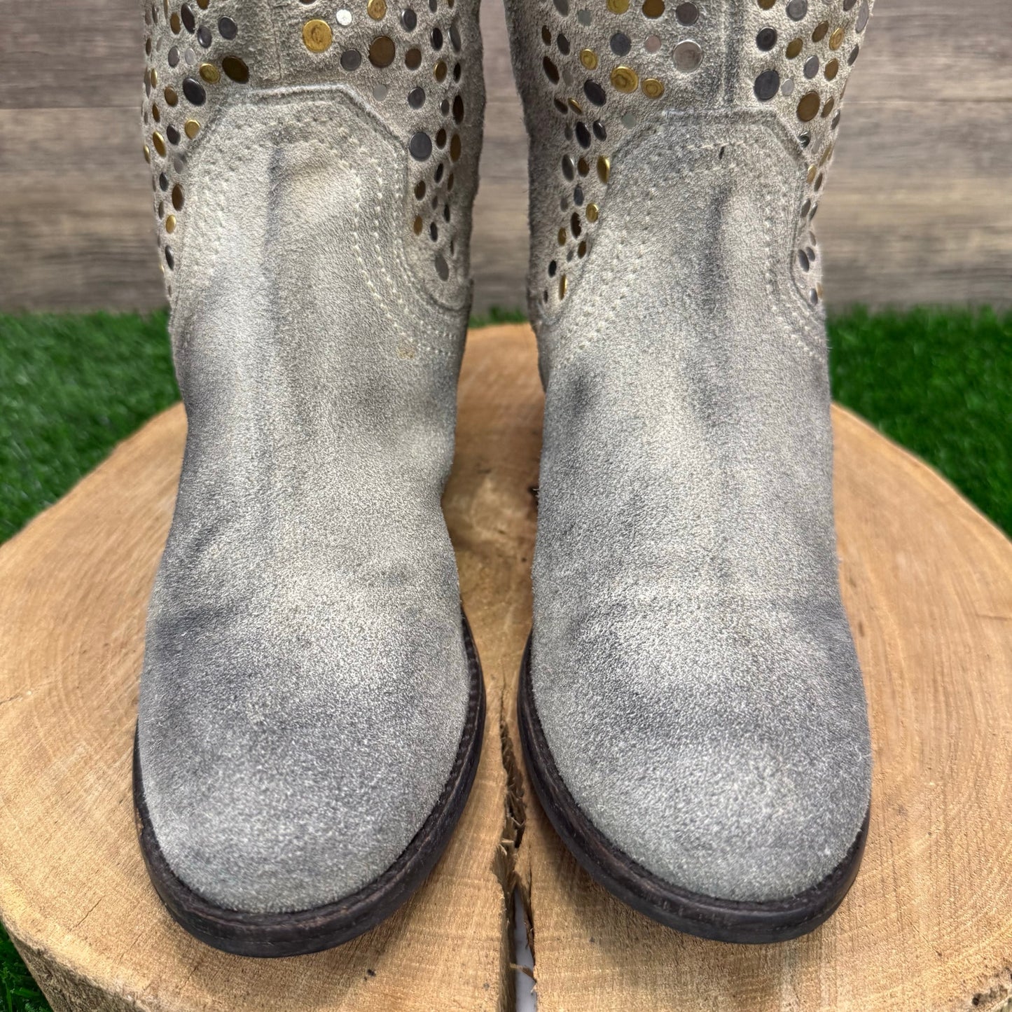 Diba True Women - Size 8.5 - Gray Studded Tall Suede Boots Style What To Do