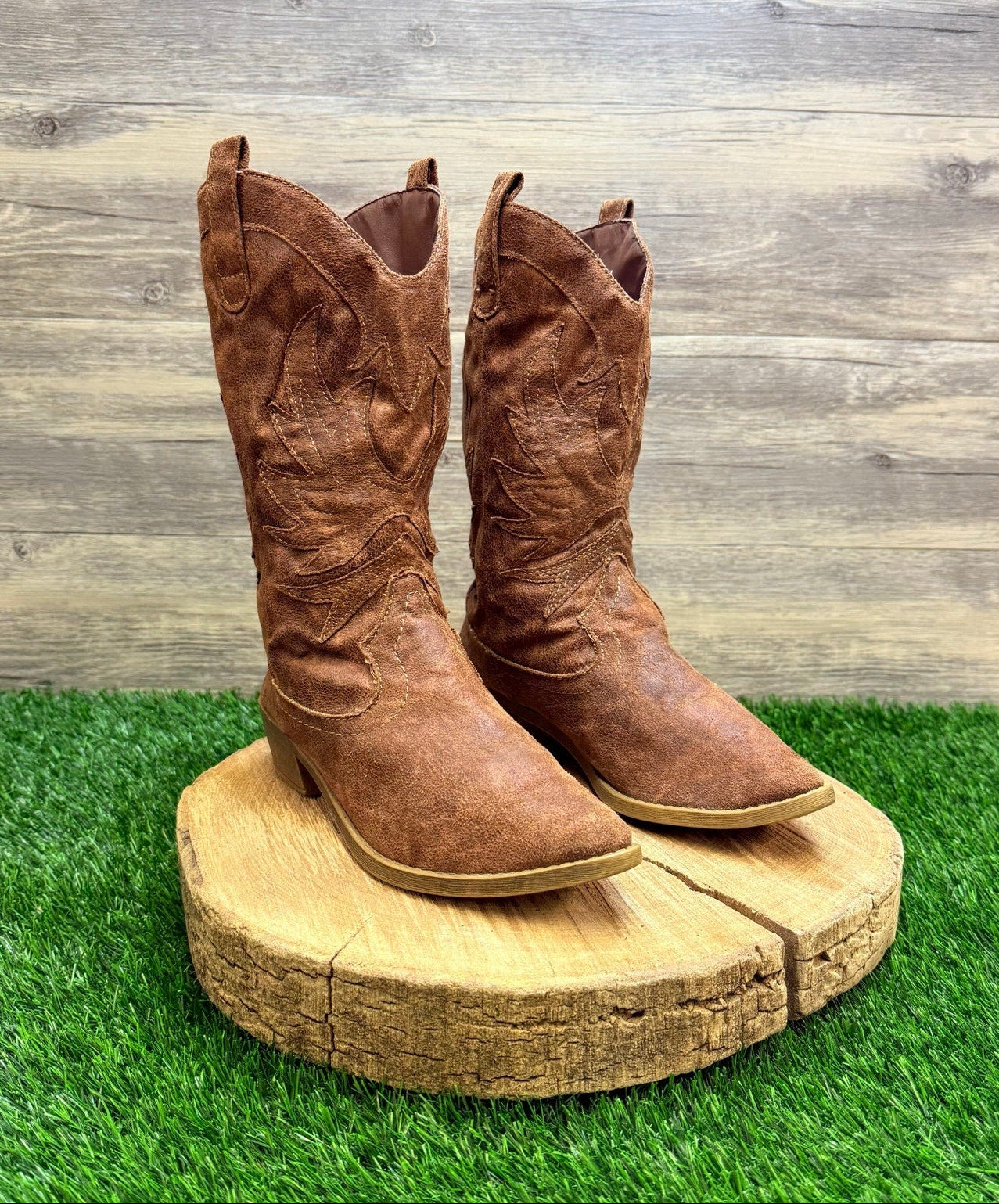 Rampage Women - Size 7M - Brown Faux Cowboy Boots Vikki 328319