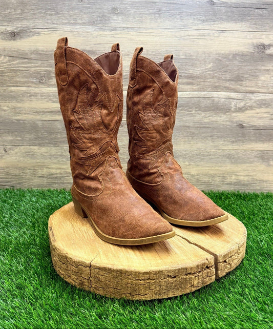 Rampage Women - Size 7M - Brown Faux Cowboy Boots Vikki 328319