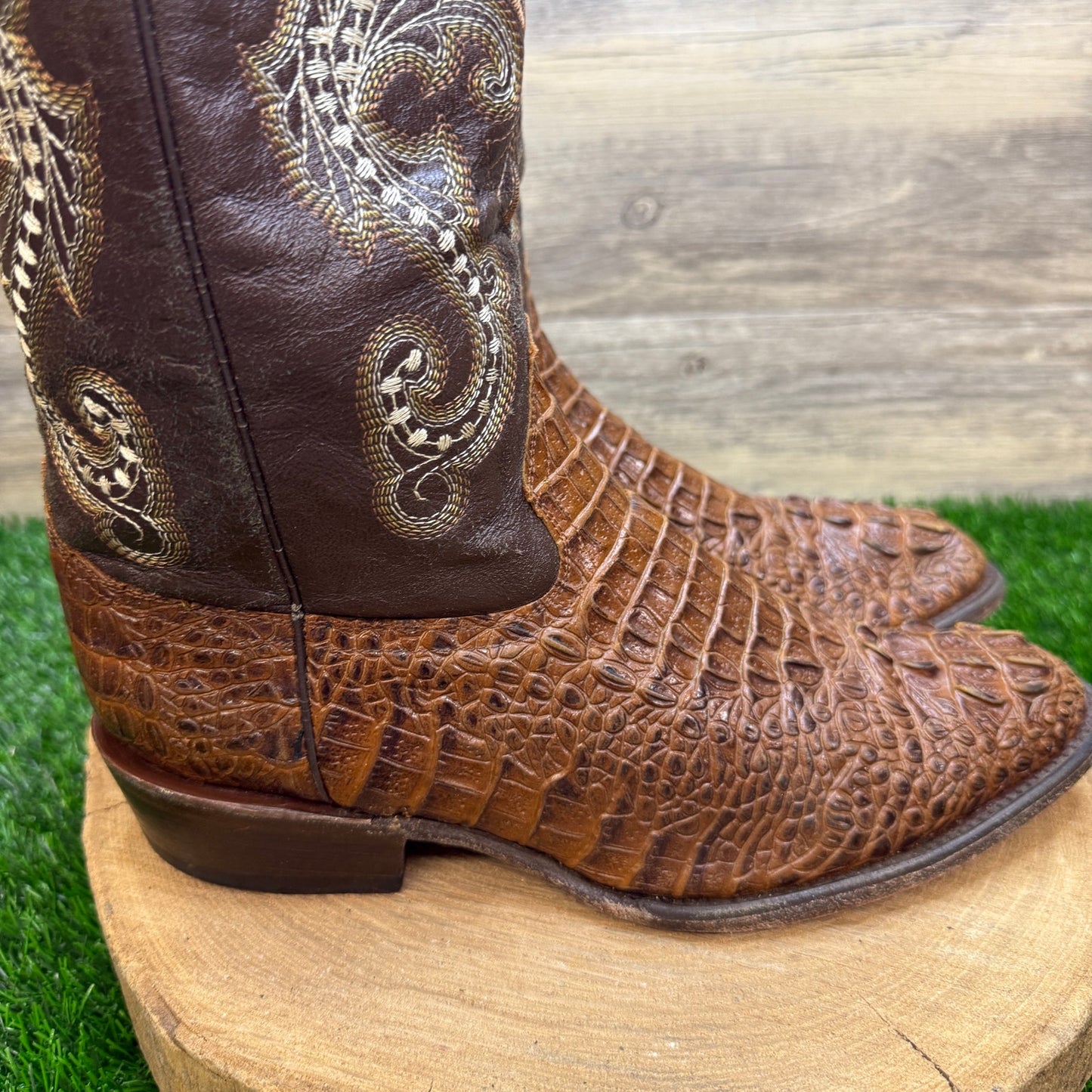 Ferrini Men - Size 10D - Brown Faux Hornback Gator Cowboy Boots Style 2506