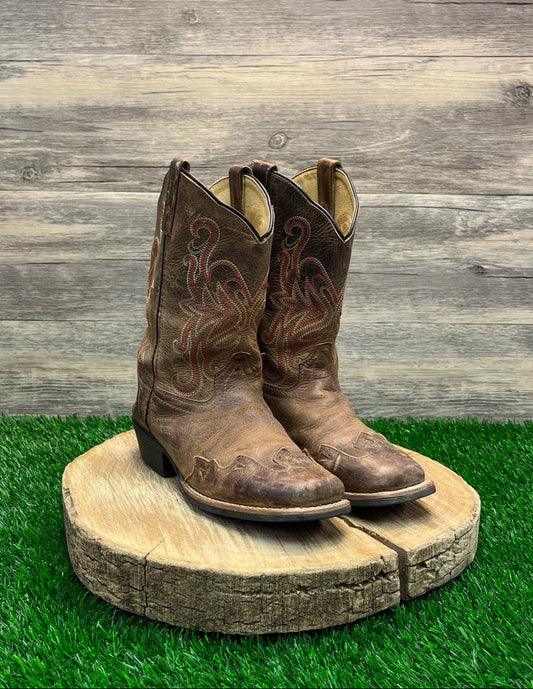 Smoky Mountain Youth - Size 2.5R - Brown/Orange Square Toe Cowboy Boots 3446C
