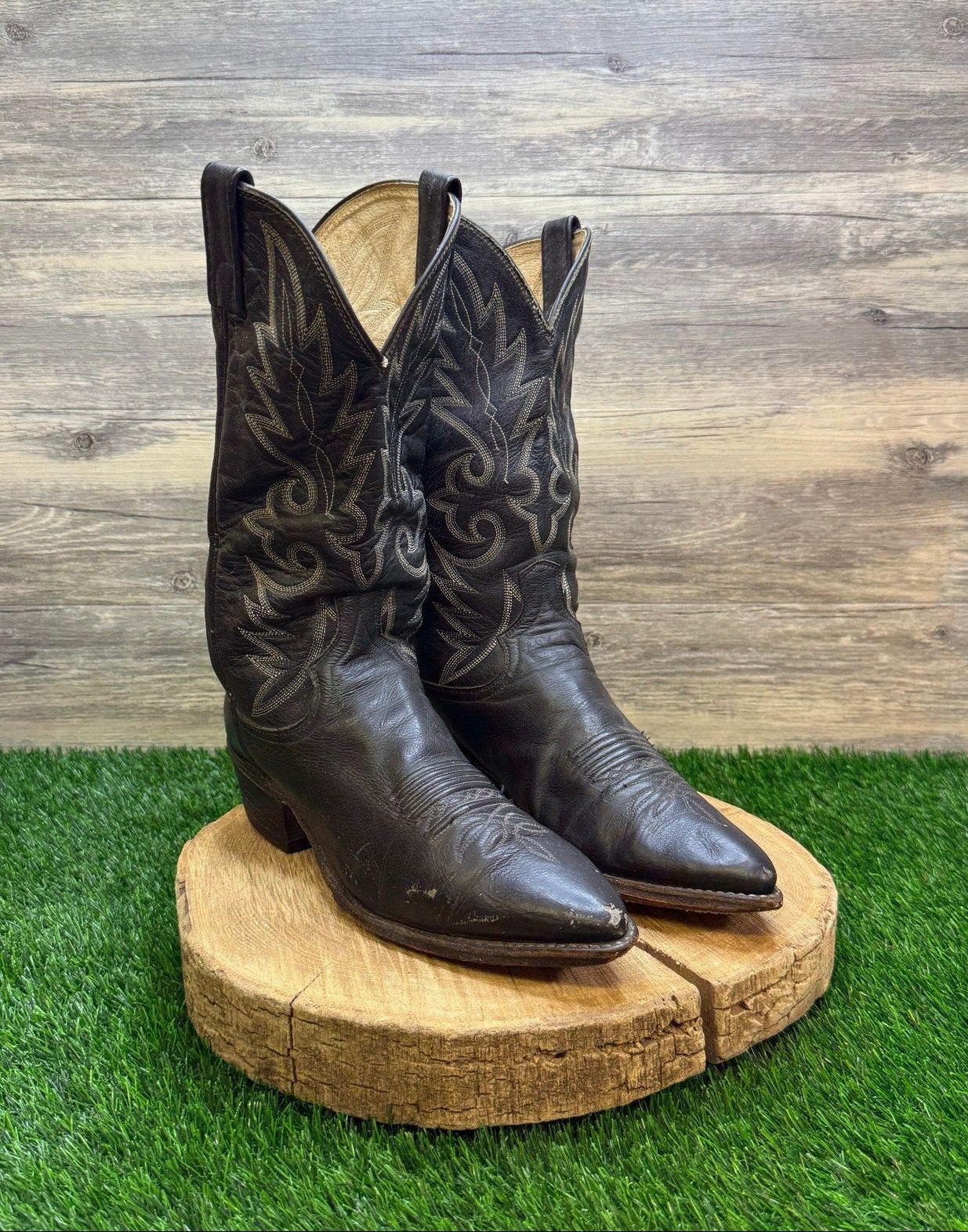 Dan Post Men - Size 10.5D - Vintage Black El Paso Western Cowboy Boots 16791