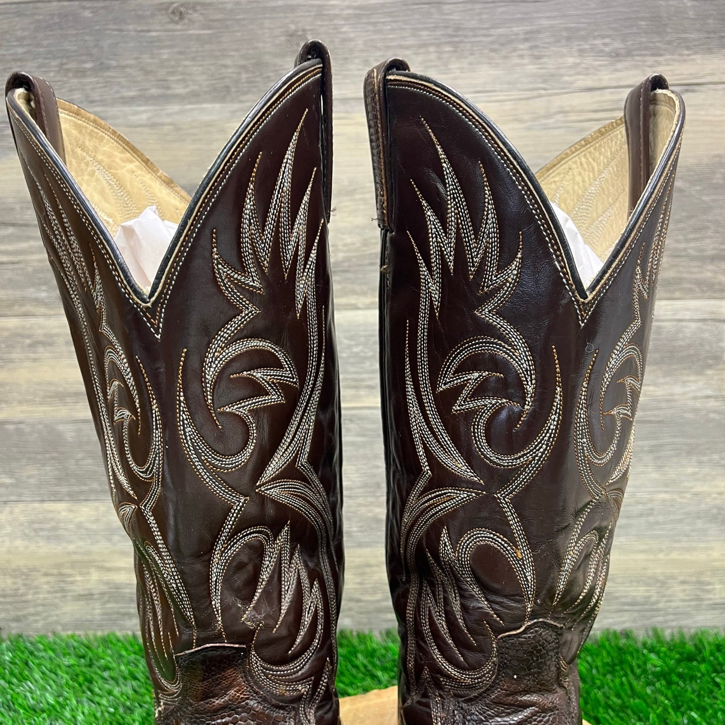 Dan Post Men - Size 10.5D - Vintage Chocolate Brown Lizard Cowboy Boots 6862