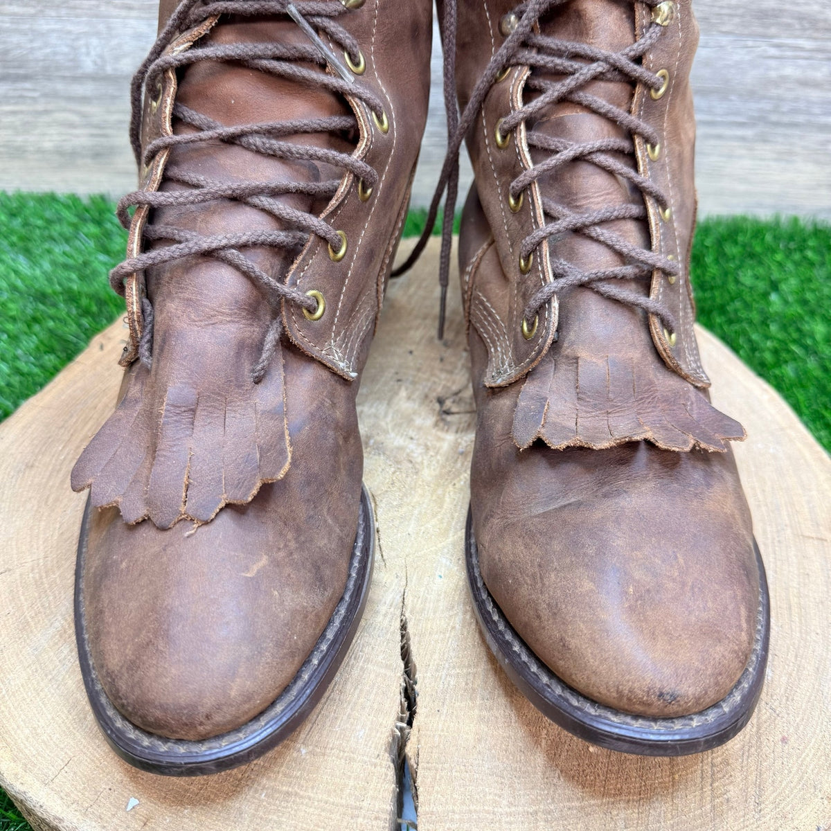 American West Men - Size 9.5EW - Brown Lace Up Boots 6992