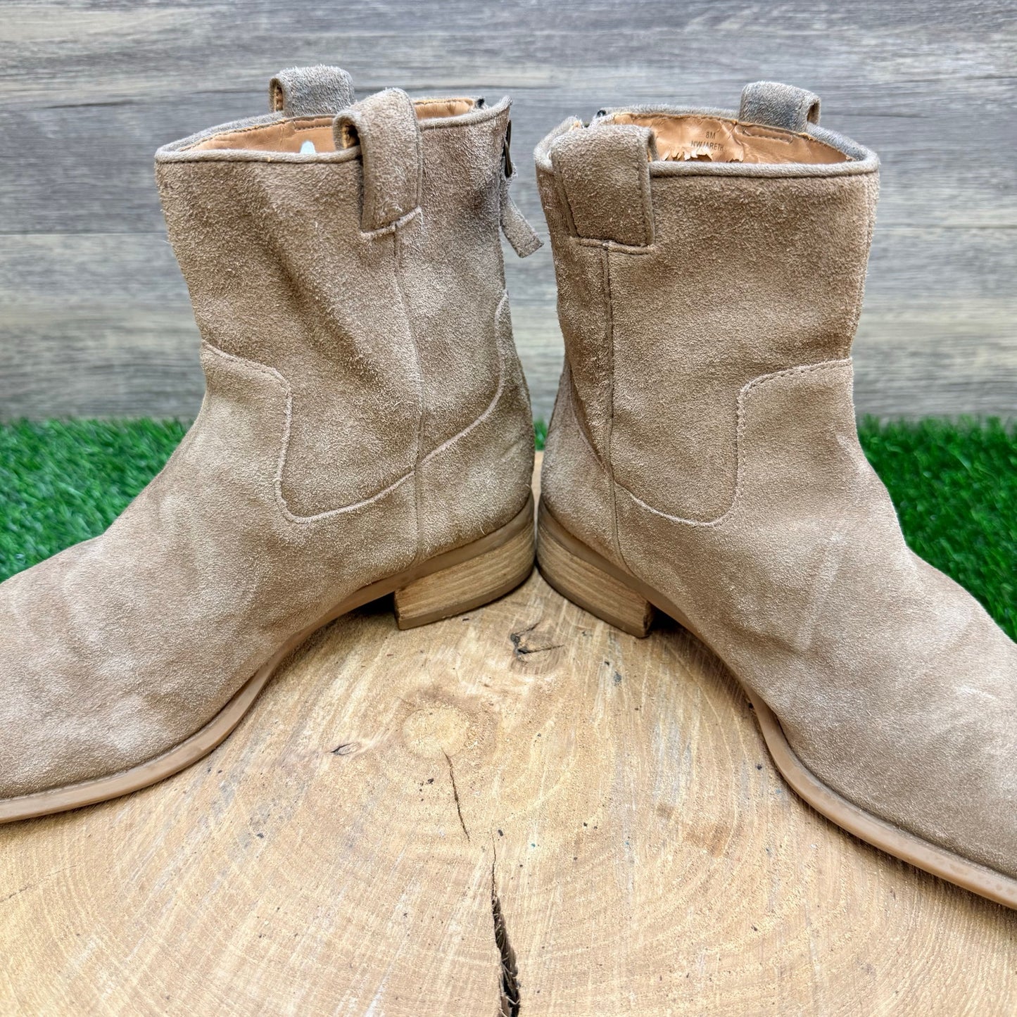 Nine West Women - Size 8M - Tan Suede Ankle Zipper Boots NW Jareth